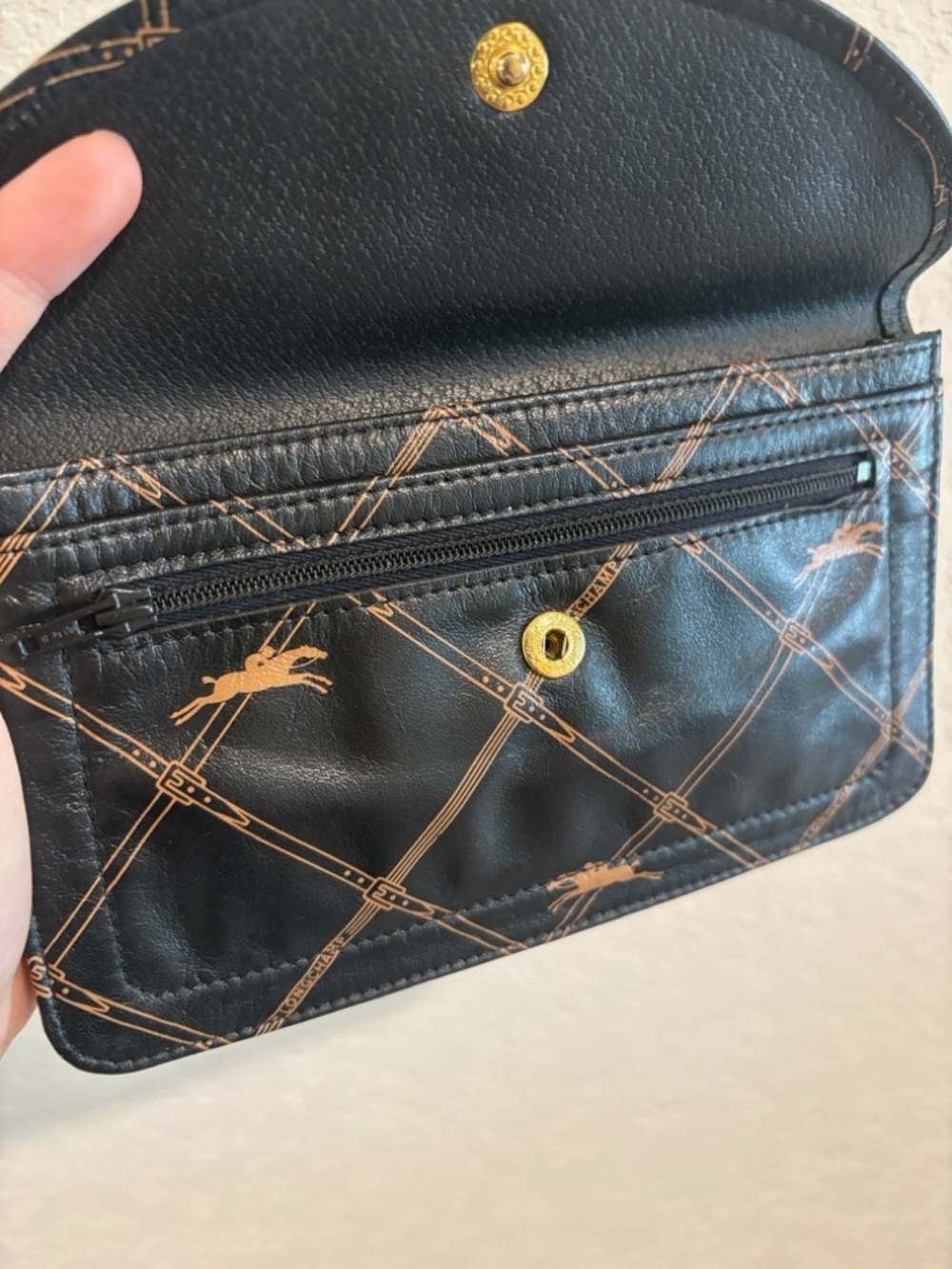 Longchamp Black Clutch with Tan Horse Print - Picture 3 of 10